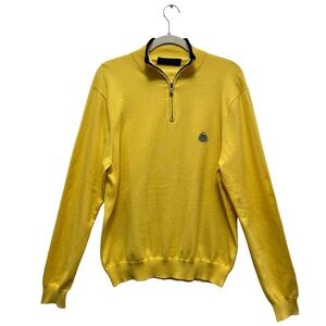 Yellow Preppy Brooks Brothers 1/4 zip pullover sweatshirt Navy Embroidery. Small